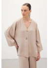 Düğmeli Kimono - Taş
