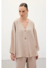 Düğmeli Kimono - Taş