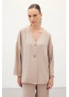 Düğmeli Kimono - Taş