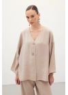 Düğmeli Kimono - Taş