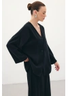Düğmeli Kimono - Siyah