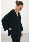 Düğmeli Kimono - Siyah