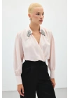 Aksesuar Detaylı Bodysuit Bluz - Pudra