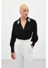 Aksesuar Detaylı Bodysuit Bluz - SİYAH