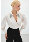 Aksesuar Detaylı Bodysuit Bluz - Bej