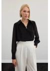 Aksesuarlı Salaş Bluz - Siyah