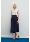 Pileli Midi Etek - Lacivert