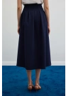 Pileli Midi Etek - Lacivert