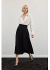 Pileli Midi Etek - Siyah
