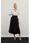 Pileli Midi Etek - Siyah