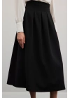 Pileli Midi Etek - Siyah