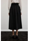 Pileli Midi Etek - Siyah