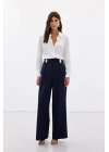 Bel Aksesuarlı Pantolon - Lacivert