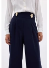 Bel Aksesuarlı Pantolon - Lacivert