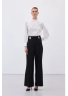 Bel Aksesuarlı Pantolon - Siyah
