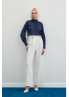 Bel Aksesuarlı Pantolon - Ekru