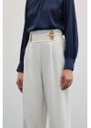 Bel Aksesuarlı Pantolon - Ekru