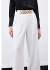Kemerli Salaş Pantolon - Ekru