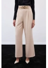 Kemerli Salaş Pantolon - Bej