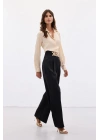 Kemerli Salaş Pantolon - Siyah