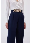 Kemerli Salaş Pantolon - Lacivert