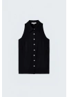 Halter Yaka Gömlek - Siyah