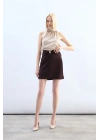 Bel Aksesuarlı Mini Etek - Kahve