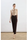 Bel Aksesuarlı Pantolon - Kahve