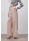 Bel Detaylı Cepli Pantolon - Bej