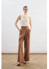 Bel Detaylı Cepli Pantolon - Camel