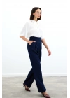 Bel Detaylı Cepli Pantolon - Lacivert