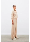 Bel Lastikli Desenli Pantolon - Camel