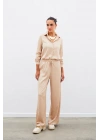 Bel Lastikli Desenli Pantolon - Camel