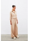 Bel Lastikli Desenli Pantolon - Camel