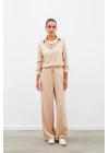 Bel Lastikli Desenli Pantolon - Camel