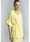 Beli Bağlamalı Kimono Gömlek - Sarı