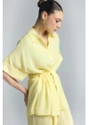 Beli Bağlamalı Kimono Gömlek - Sarı