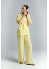 Beli Bağlamalı Kimono Gömlek - Sarı