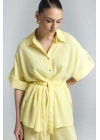 Beli Bağlamalı Kimono Gömlek - Sarı
