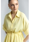 Beli Bağlamalı Kimono Gömlek - Sarı
