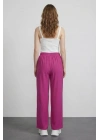 Beli Lastikli Bağucu Detaylı Pantolon Fuşya