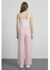 Beli Lastikli Bol Paça Pantolon Açık Pembe