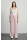 Beli Lastikli Bol Paça Pantolon Açık Pembe