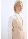 Ceket Görünümlü Gömlek - Bej