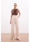 Cepli Salaş Saten Pantolon - Bej