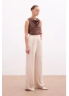 Cepli Salaş Saten Pantolon - Bej