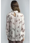 Çiçek Desenli Bluz - Kahve