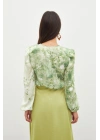 Çiçek Desenli Bodysuit Bluz - ÇAĞLA YEŞİLİ