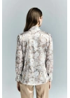 Çiçek Desenli Fularlı Gömlek - Bej