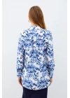 Çiçek Desenli Gömlek - SAX MAVİ